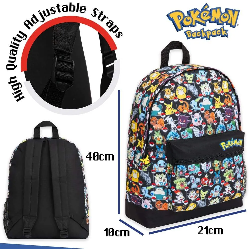 Pokemon Backpack Kids School Bag Boys Girls Teens Pikachu Pokeball