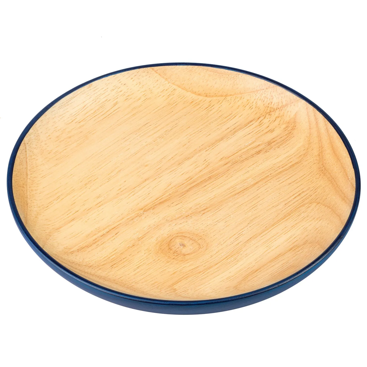 Premium Blue Japanese Round Wooden Plate