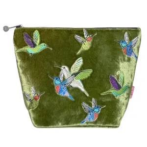 PU241 Olive Hummingbird Large Cosmetic Purse By Lua