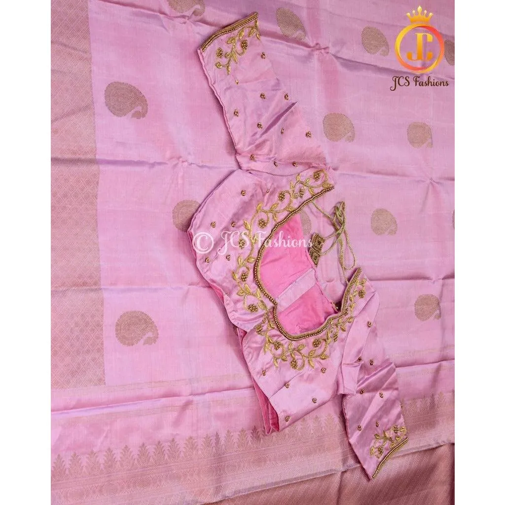 Pure Kanchipuram silk saree in gorgeous pink. Bridal Collection