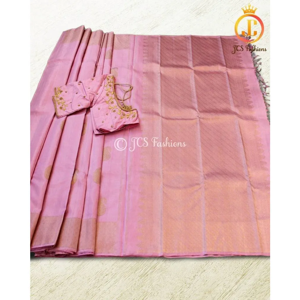 Pure Kanchipuram silk saree in gorgeous pink. Bridal Collection