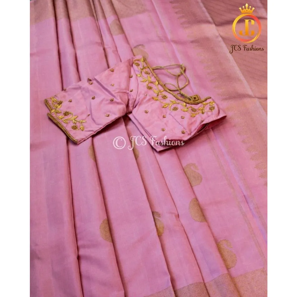 Pure Kanchipuram silk saree in gorgeous pink. Bridal Collection