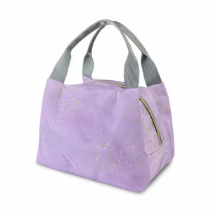 Purple  Portable Lunch Bag-Grey Handle