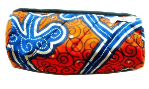 Quilted Pencil Case - Orange & Blue