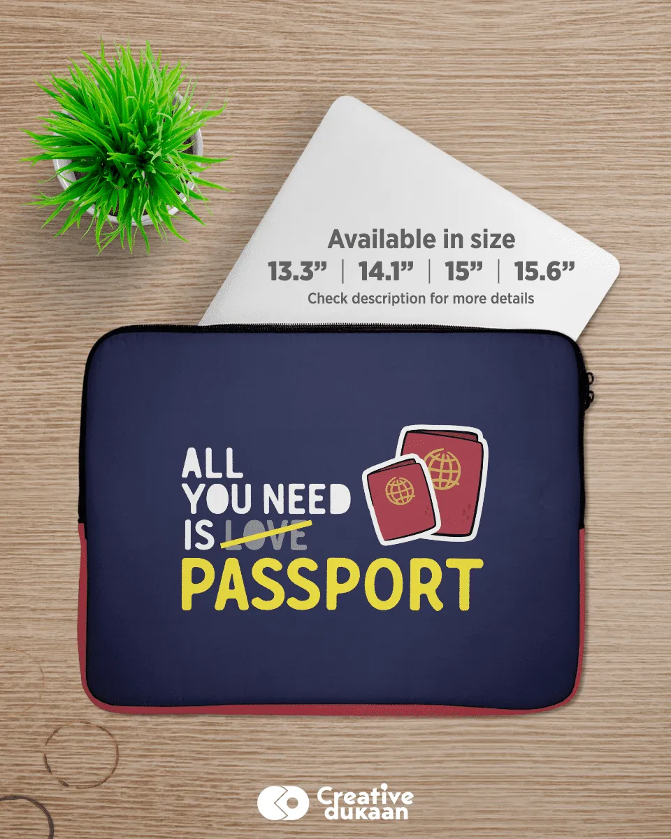 Quirky and Cool Blue Travel's Passport Laptop Sleeves