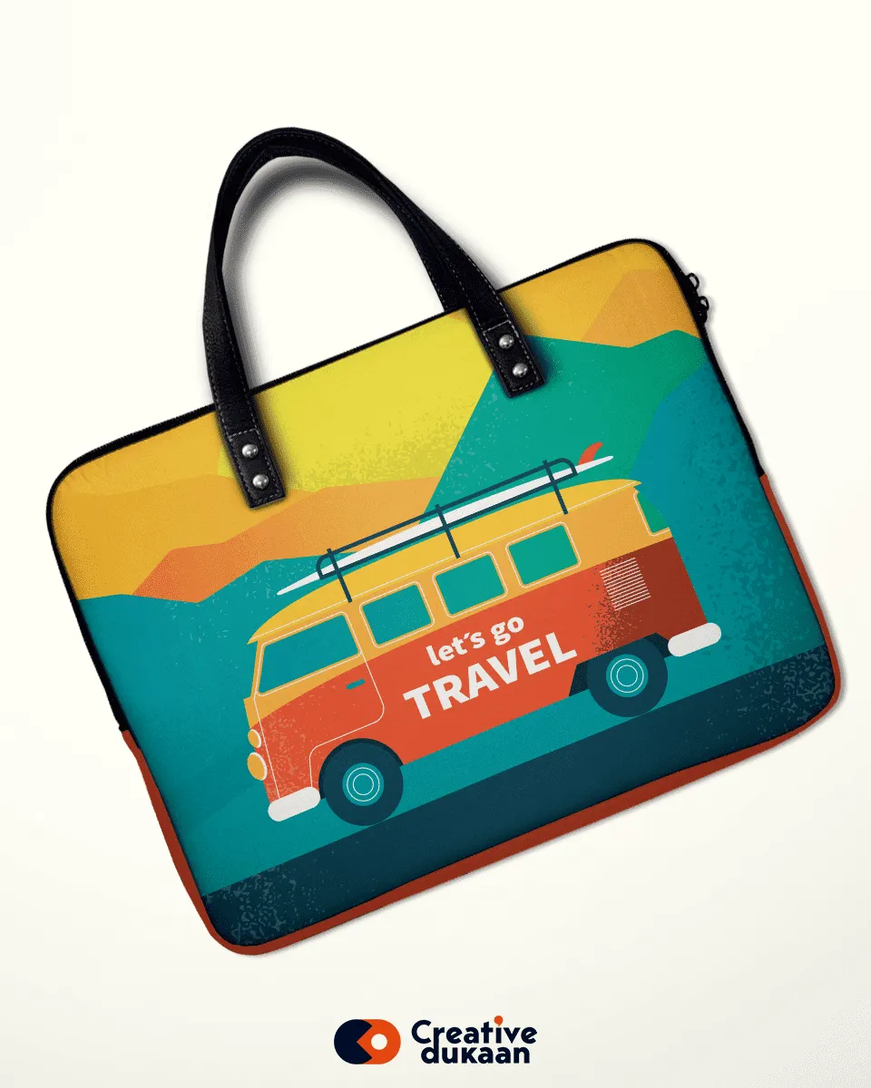 Quirky Colourful Laptop Sleeves with Tagline " Lets Go Travel"