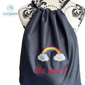 Rainbow Clouds Drawstring Gym Bag - Personalised