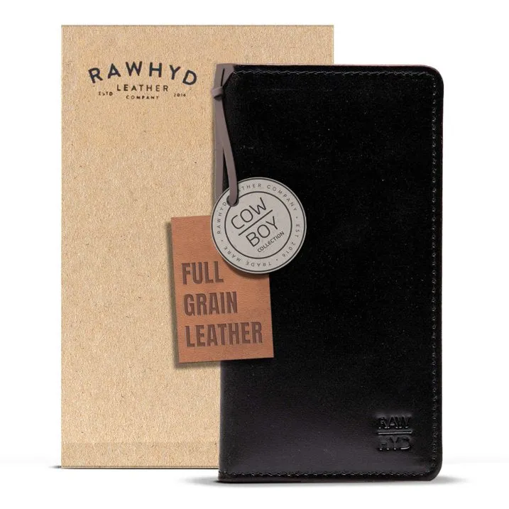 RAWHYD Full Grain Mens Long Leather Wallet | RFID Blocking, Checkbook Wallet - Black