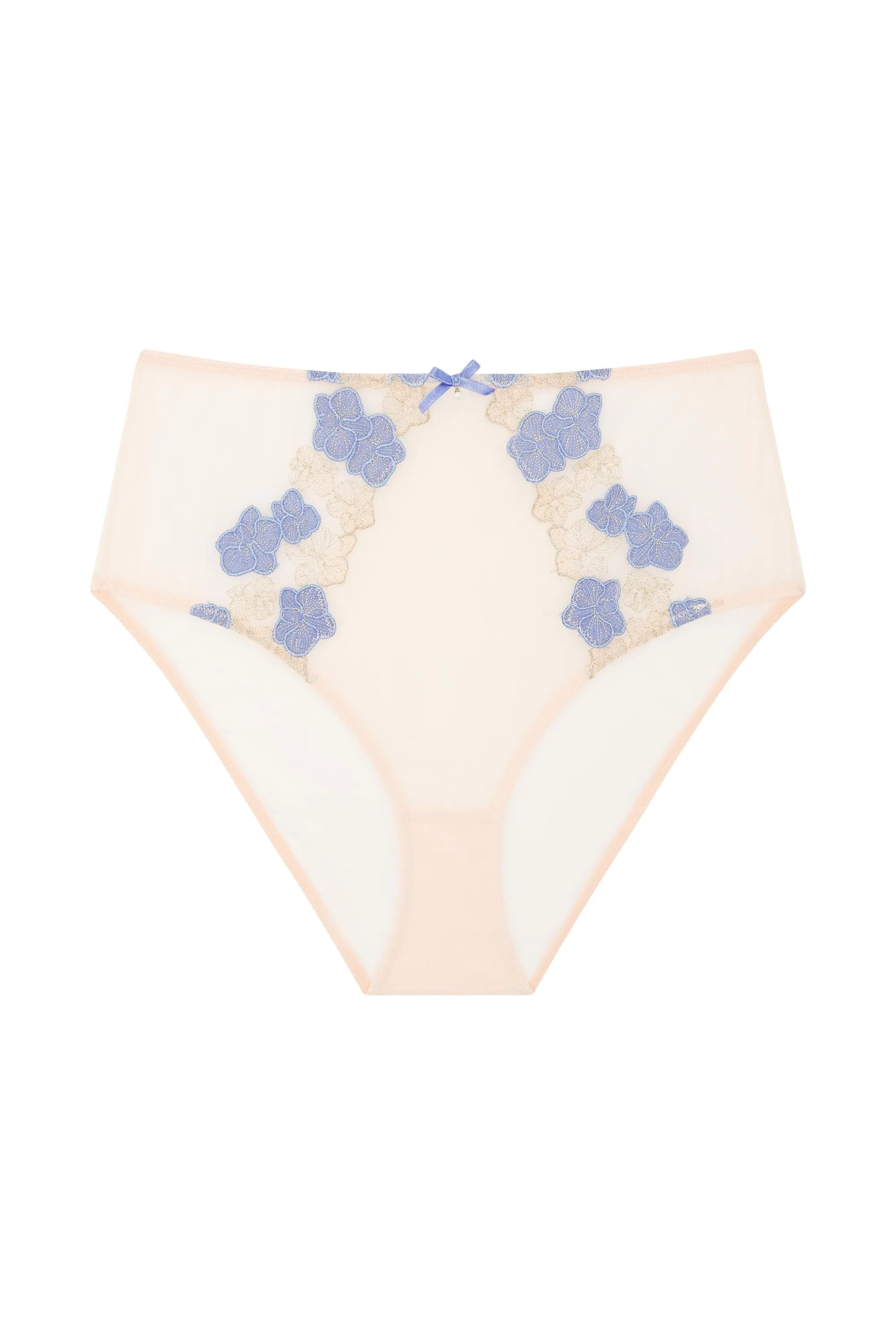 Rayne Gold And Lilac Satin Floral Embroidered High Waisted Brief