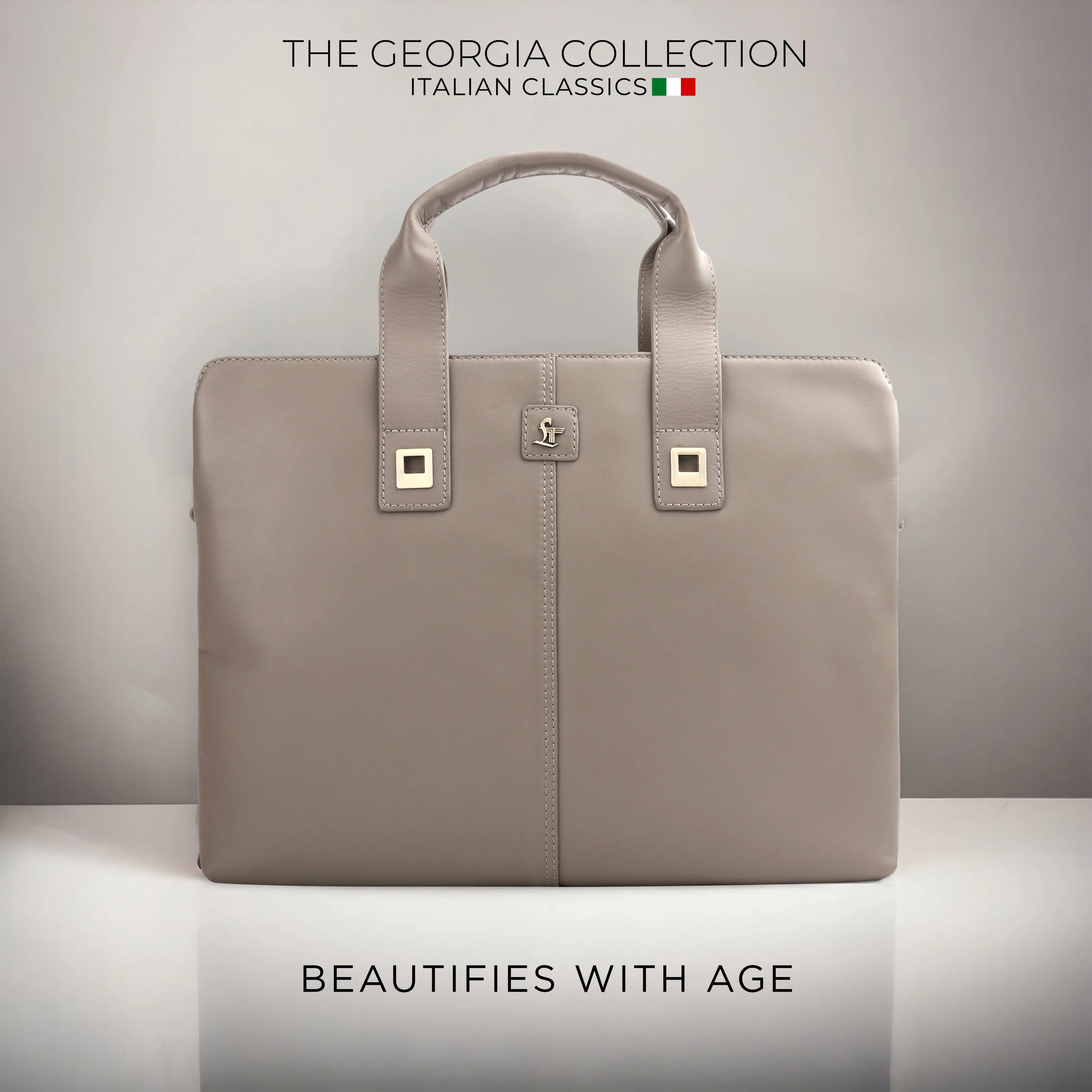 Ready to Ship Luxury Corporate Gift | Georgia Collection | Leather Laptop Bag | For Office Use | Colour - Beige