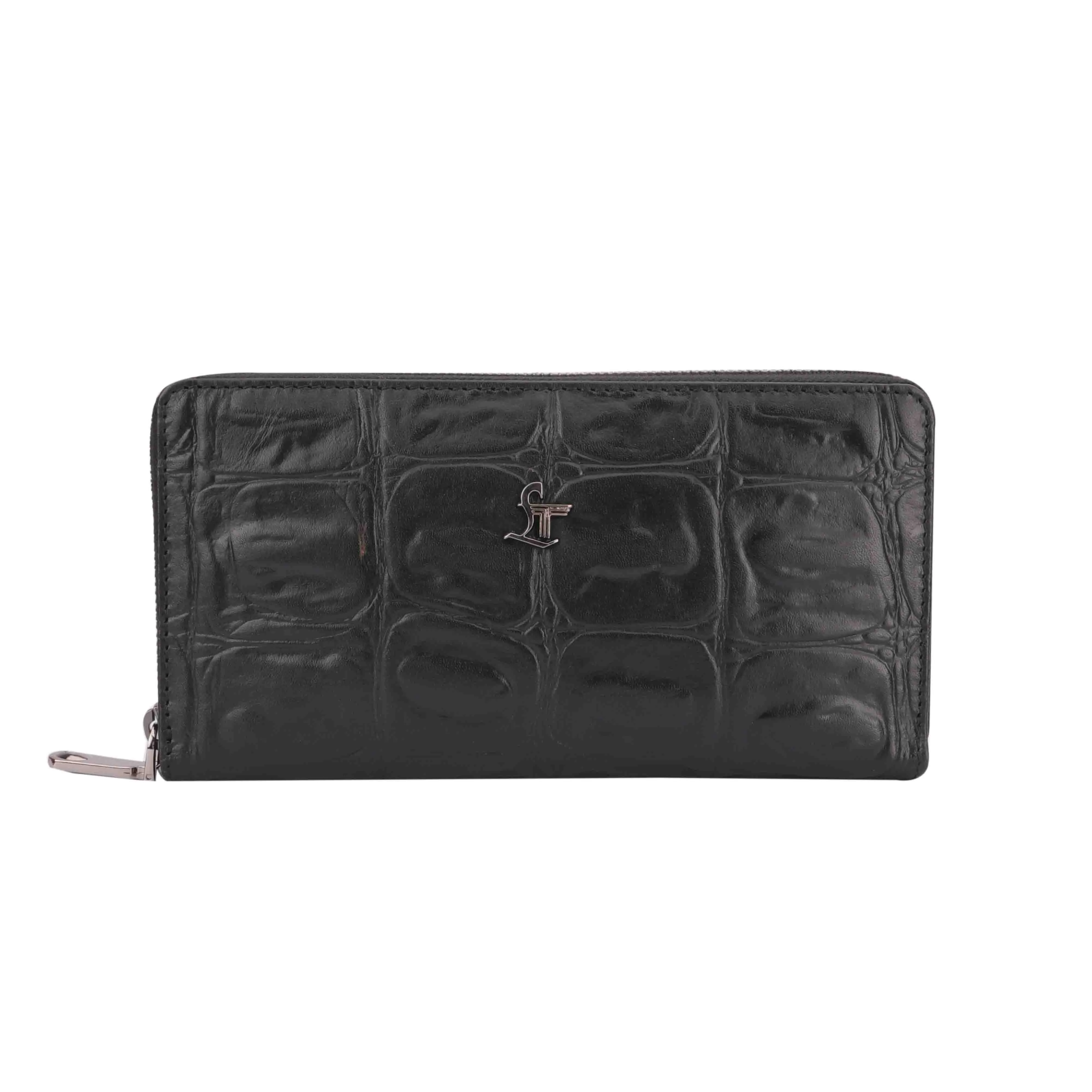 Ready to Ship Luxury Corporate Gift- Great Dane | Genuine Leather Couple Wallet Gift Set | Colour: Croco Print Black