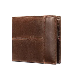 Real Genuine Leather Men's RFID Block Bifold Wallet