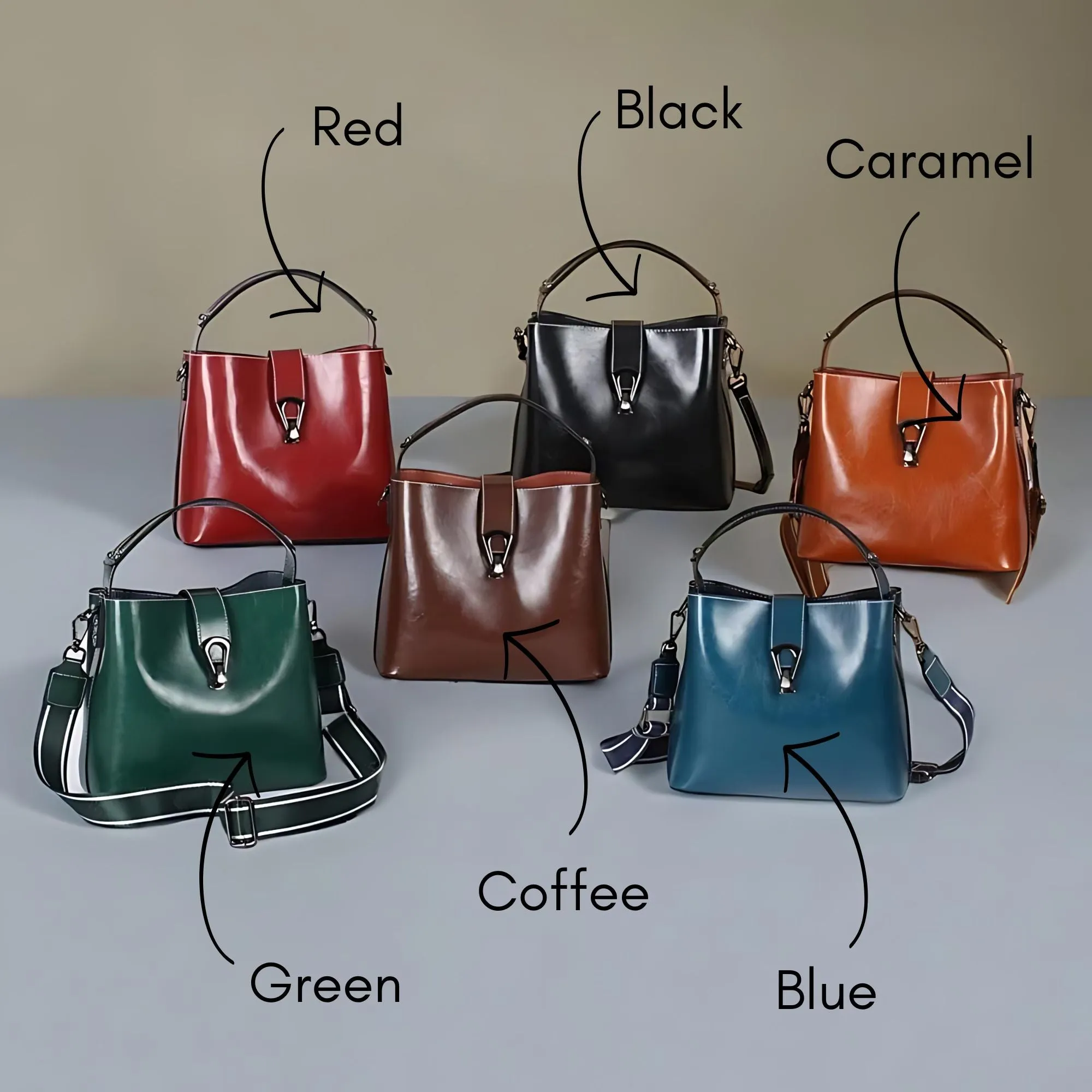 Real Oil Wax Leather Women's Bucket Bag