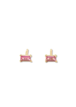 Rose CZ Baguette Post Earrings