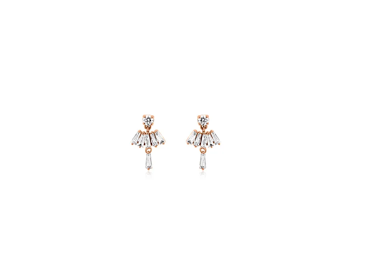 Rose Gold Diamond Baguette Earrings