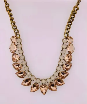 Round and Pear Crystal Line Necklace