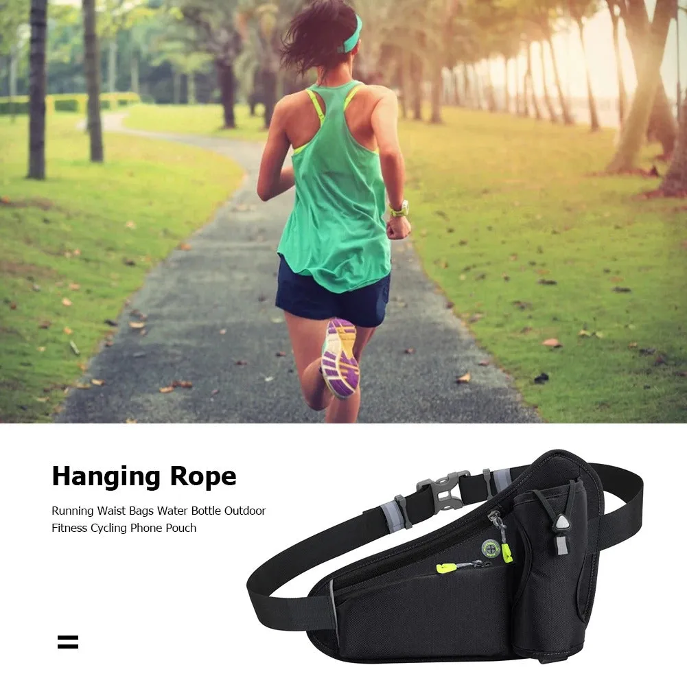 Running Waist Bags Water Bottle Holder Hydration Belt Bag Men Women Sports Fanny Pack Gym Running Cell Phone Jogging Cycling Bag