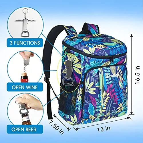 Scothen Cooler Backpack with 12 Ice Packs - Keeps 54 Cans Cold for Up to 24 Hours - Waterproof & Leak Proof Insulated Backpack Cooler -Lightweight Bookbag Cooler for Men Women Beach Hiking Camping