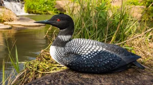 Sitting Common Loon Garden Statue