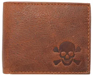 Skull Bone RFID Blocking Real Leather Bifold Classic Wallet for Men