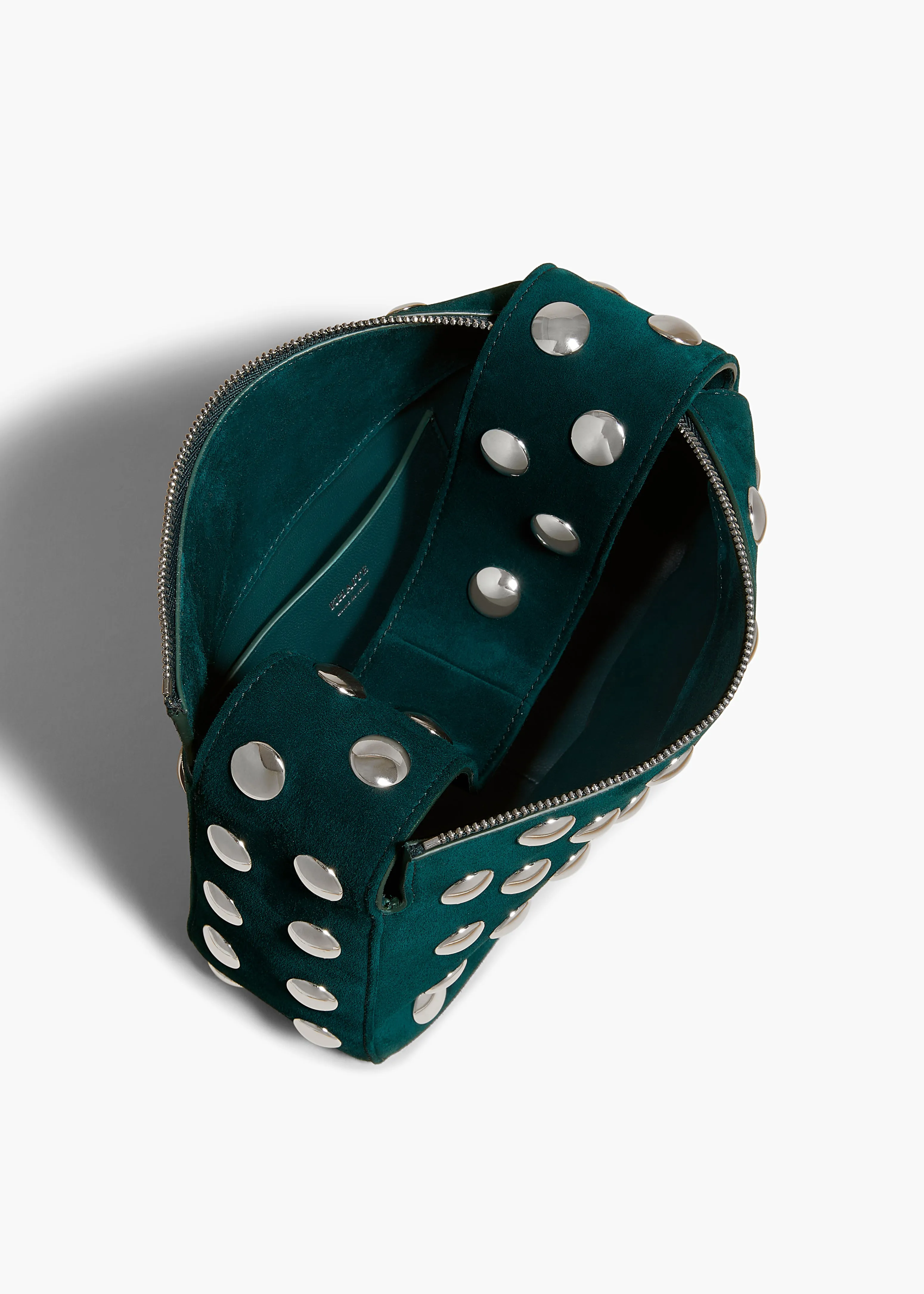 Small Elena Bag in English Green Suede with Studs