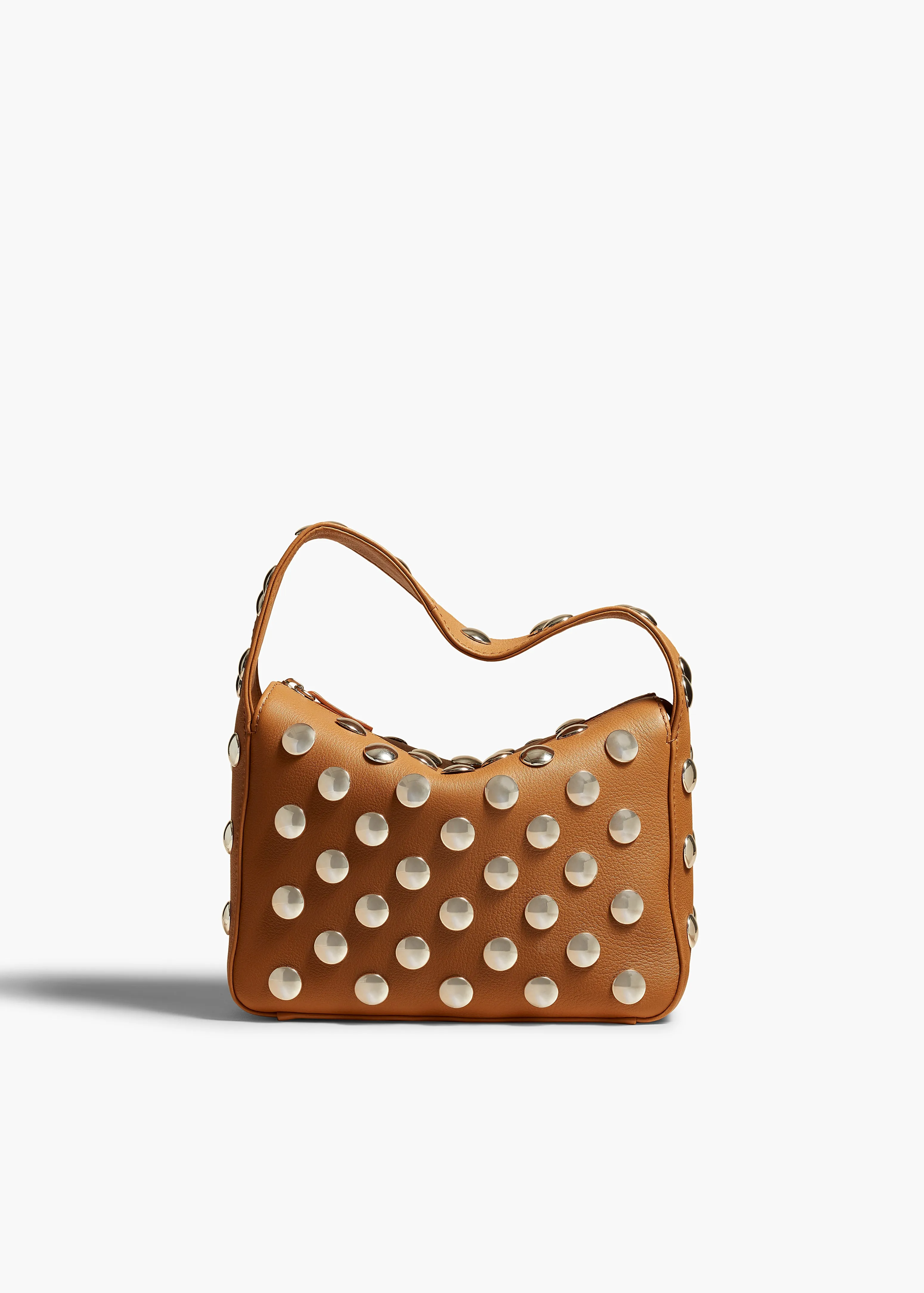 Small Elena Bag in Nougat Leather with Studs