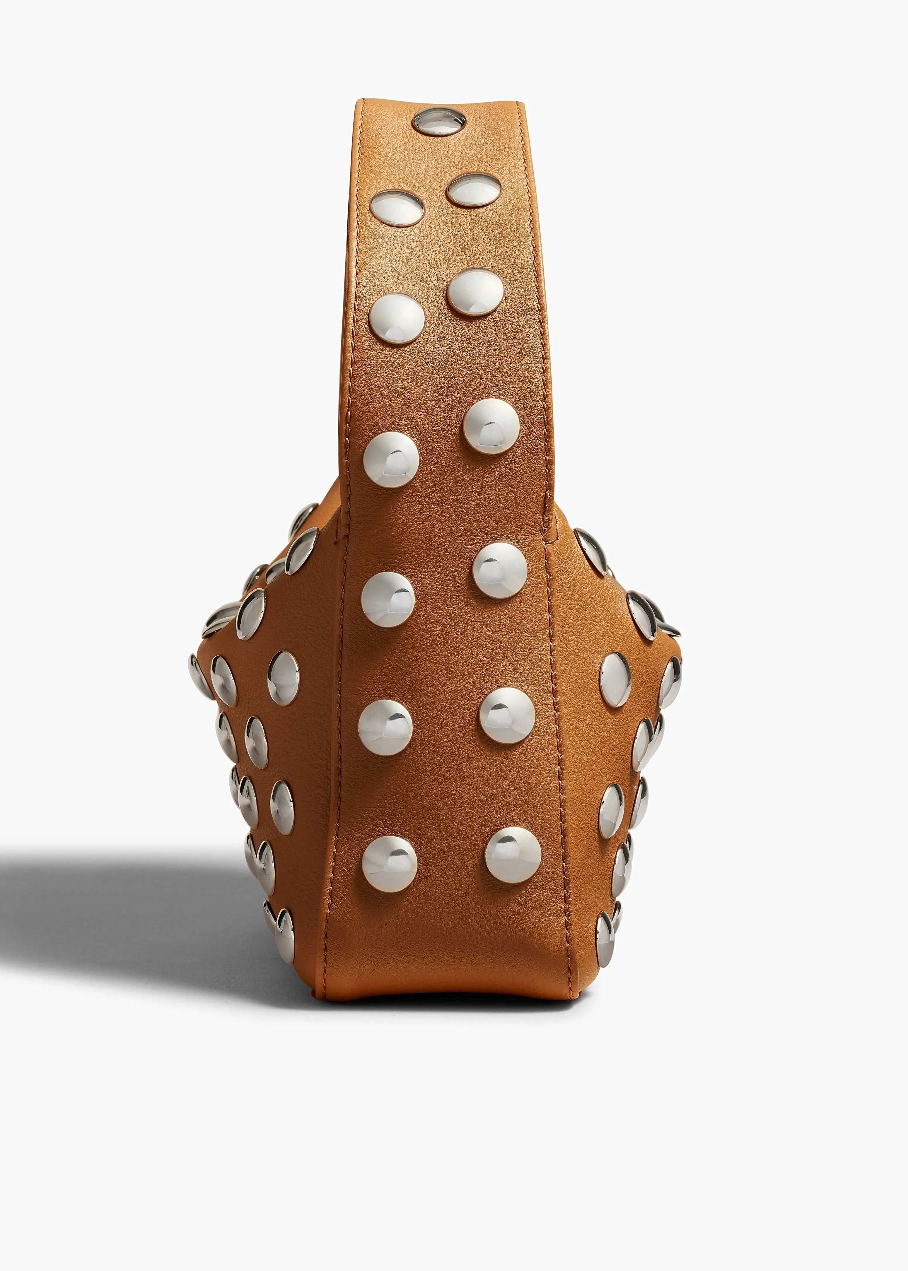 Small Elena Bag in Nougat Leather with Studs