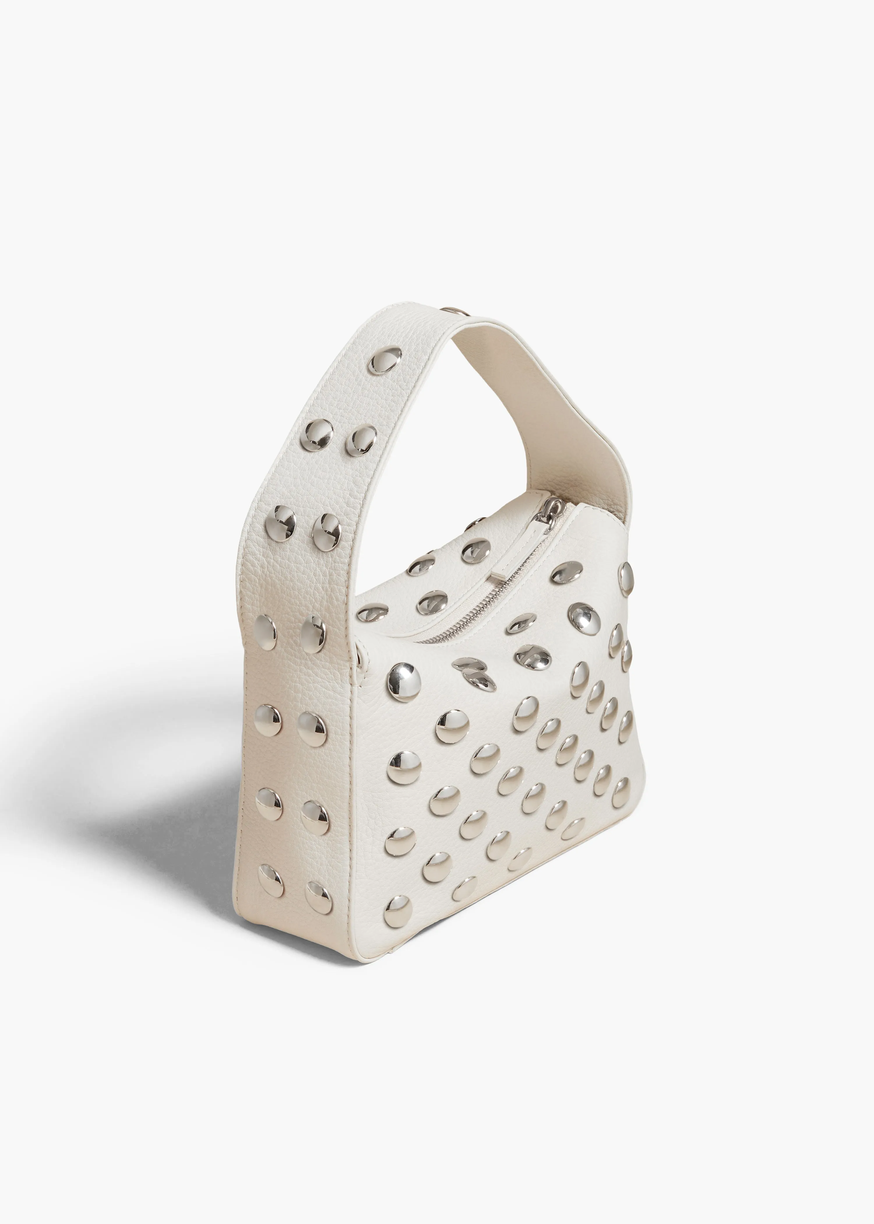 Small Elena Bag in Off-White Leather with Studs