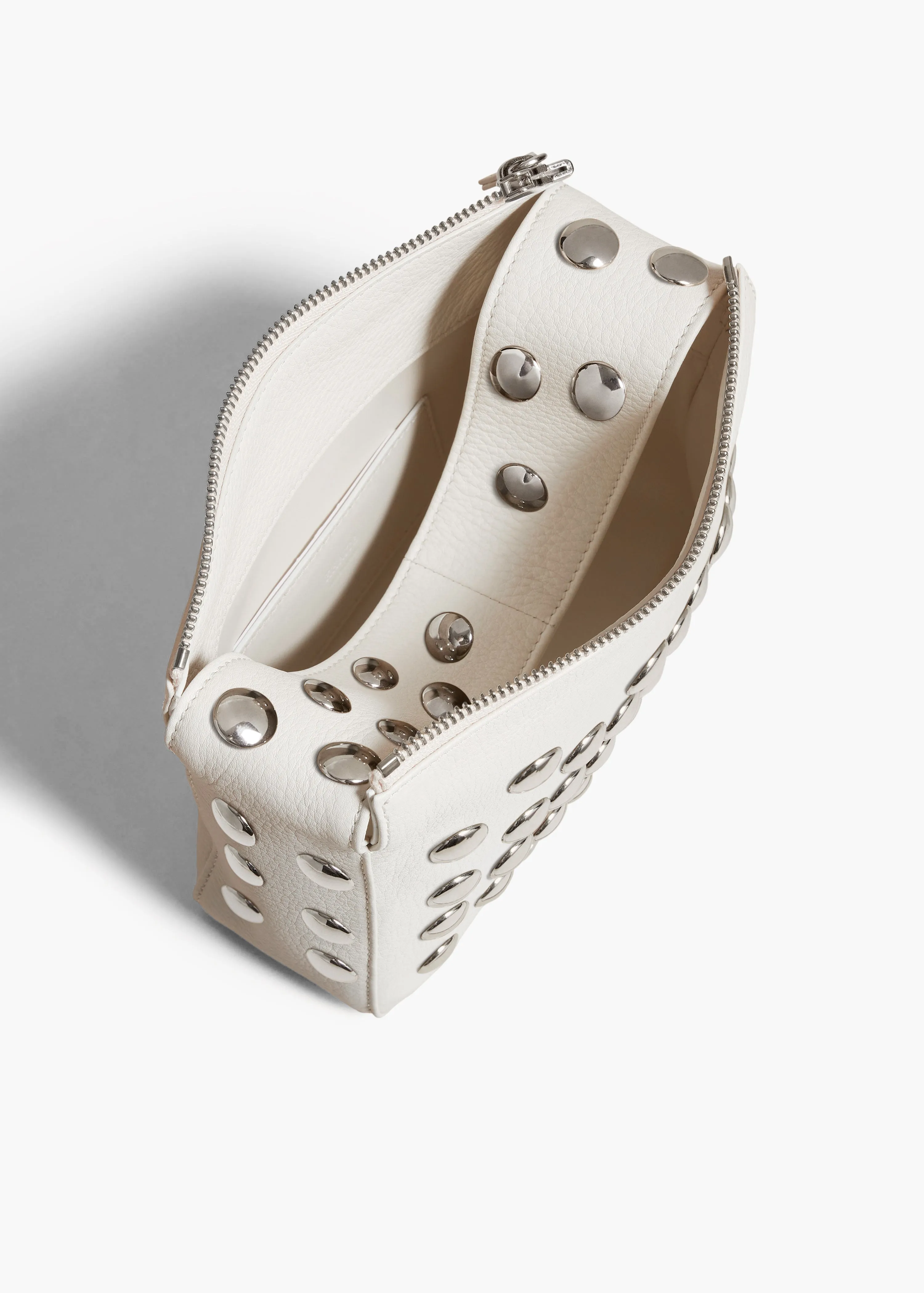 Small Elena Bag in Off-White Leather with Studs