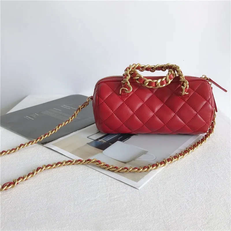 Small Quilted Leather Top Handle Cross Body Bag