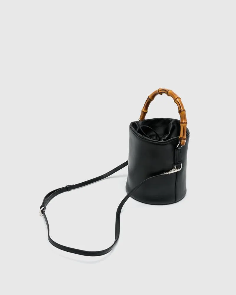 Soft Bucket Bamboo Bag in Black