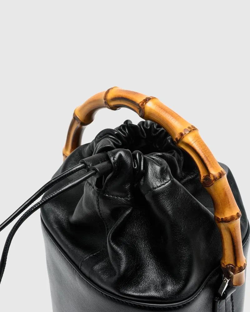 Soft Bucket Bamboo Bag in Black