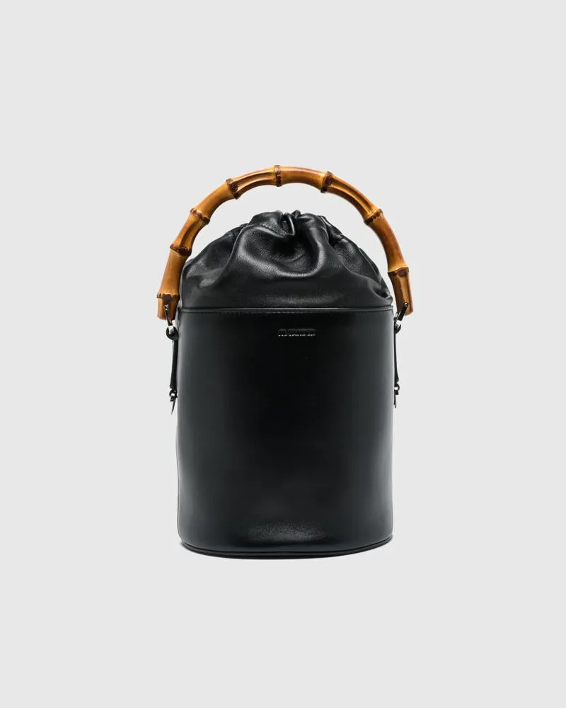 Soft Bucket Bamboo Bag in Black