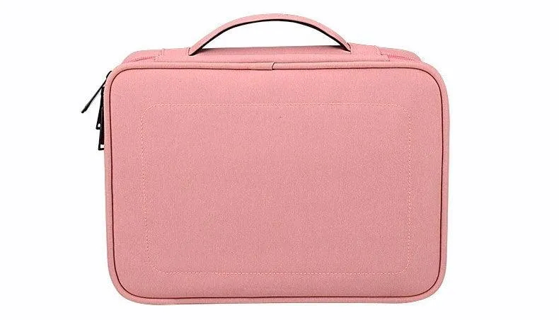 Soft Fabric Water Resistant Sleeve Double Zip Ipad Pouch Case- Pink