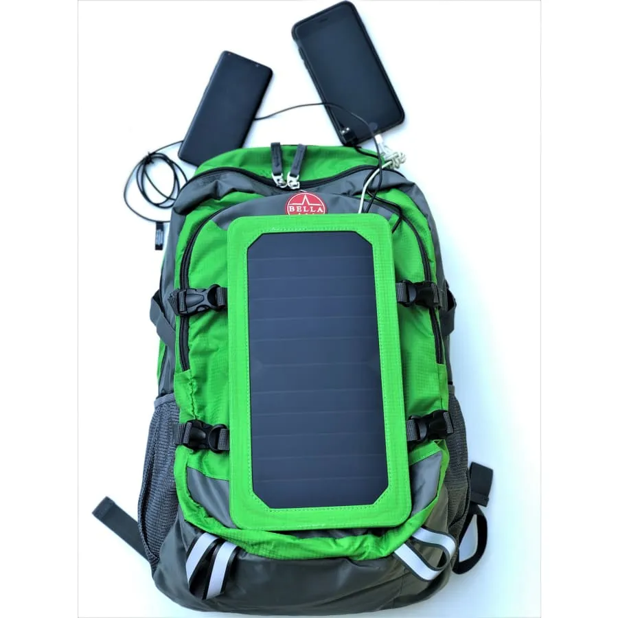 Solar system Backpack 45L with Power Bank Charger 6.5W color Neon Green