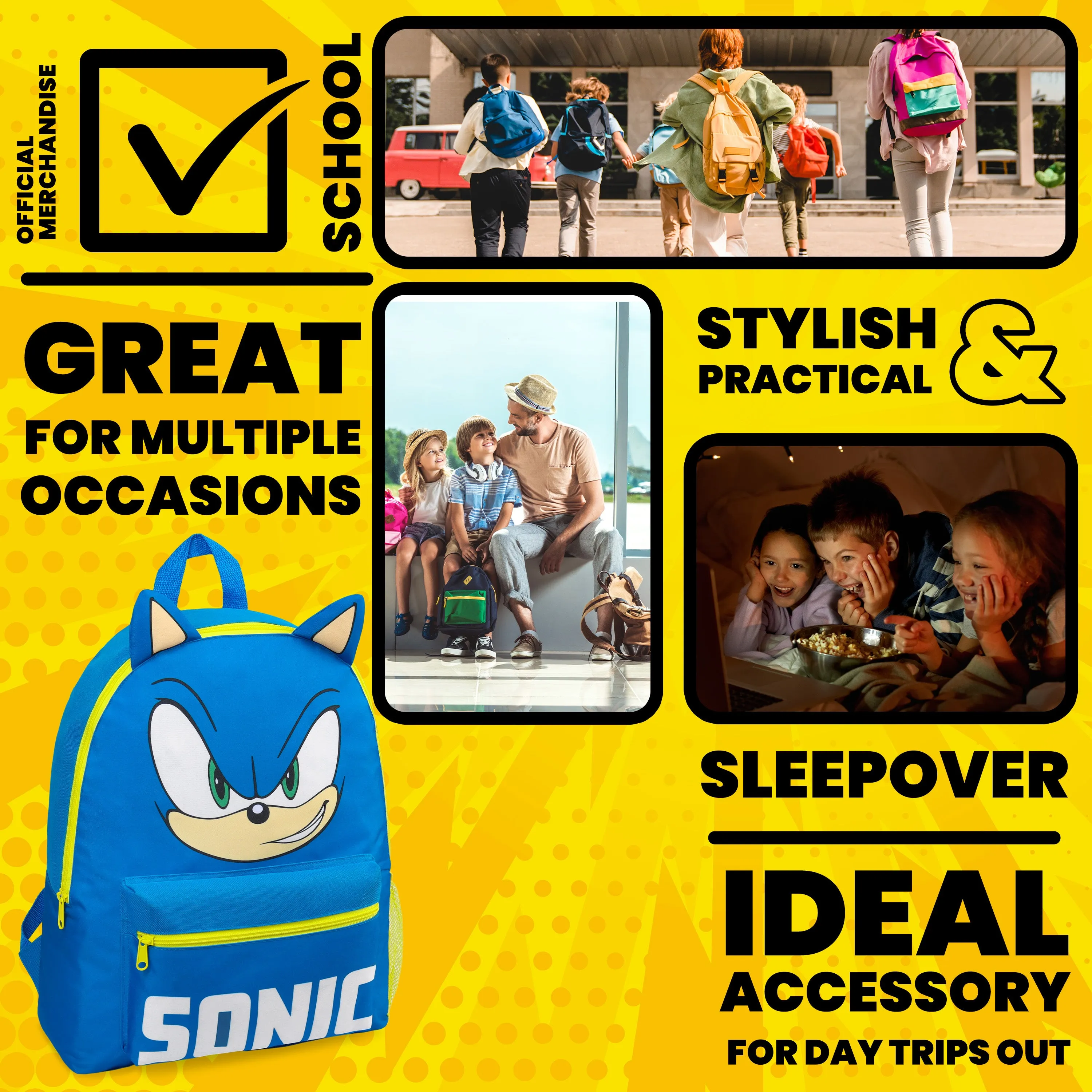 Sonic The Hedgehog School Bag Kids Backpack for Boys Blue, Kids Backpack