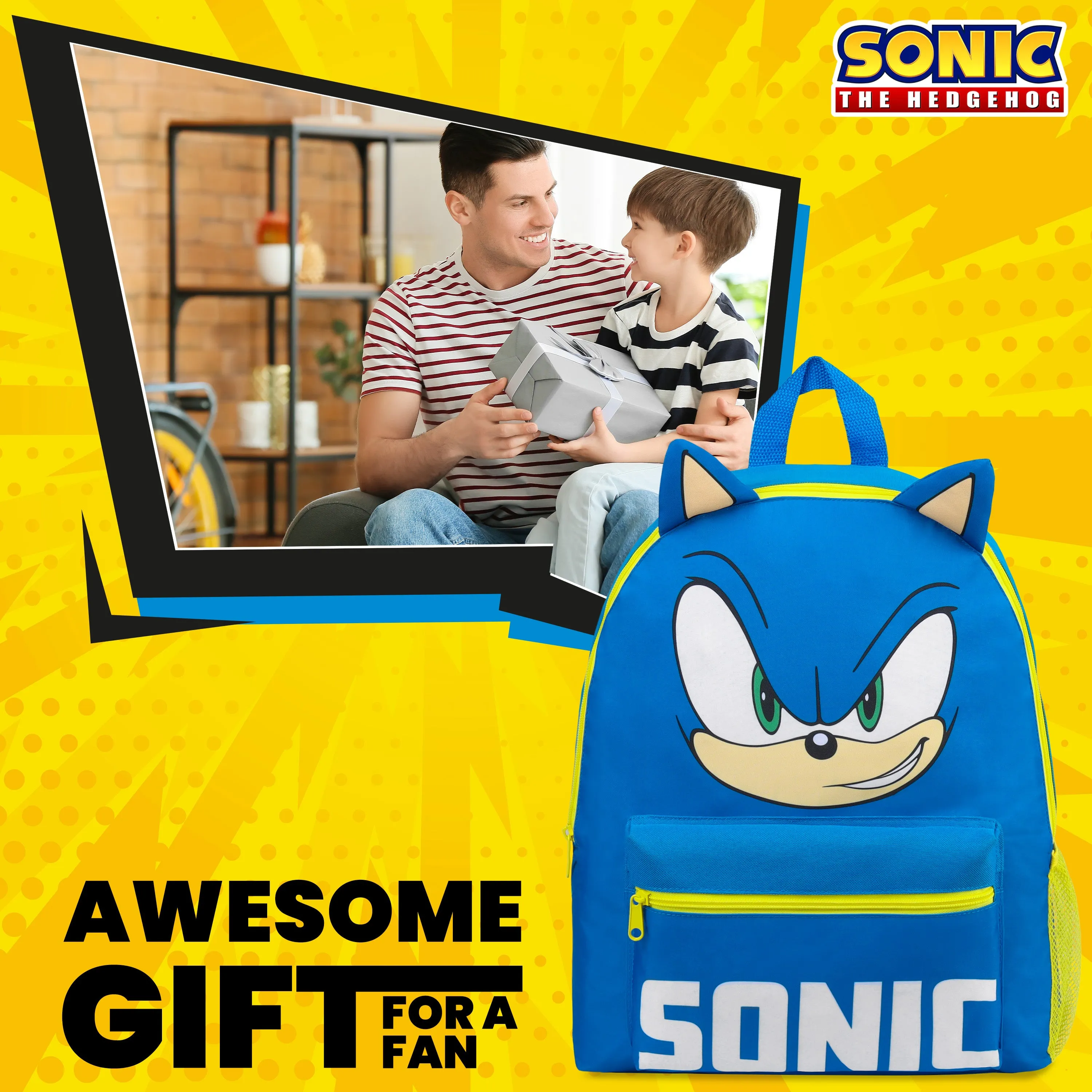 Sonic The Hedgehog School Bag Kids Backpack for Boys Blue, Kids Backpack