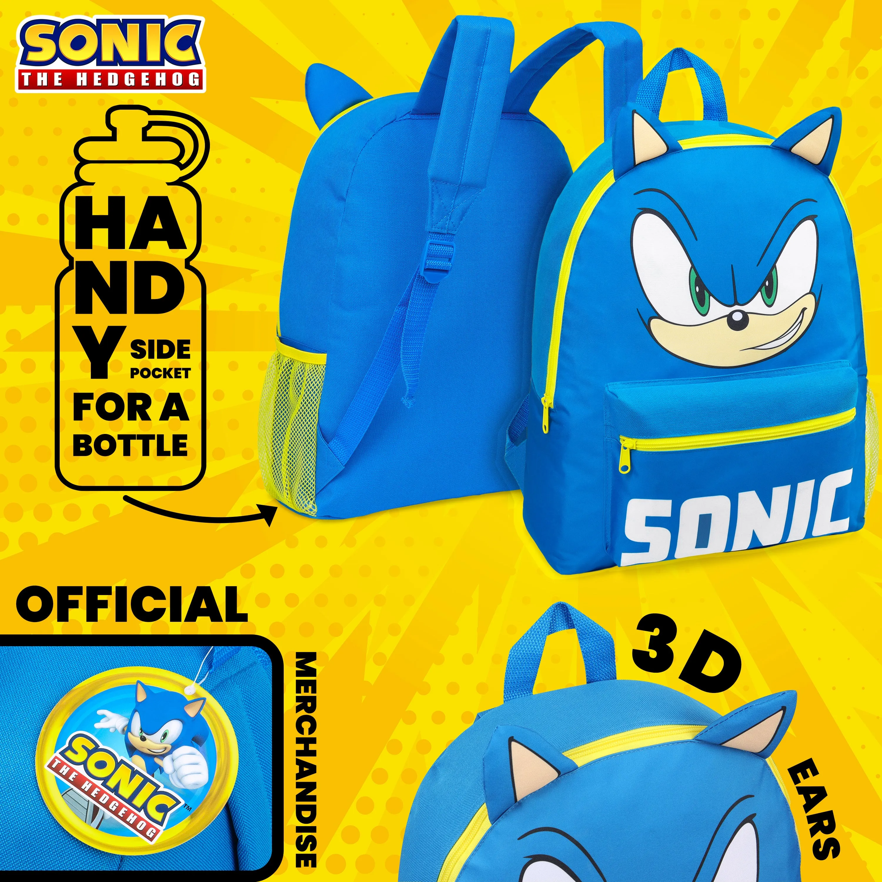 Sonic The Hedgehog School Bag Kids Backpack for Boys Blue, Kids Backpack