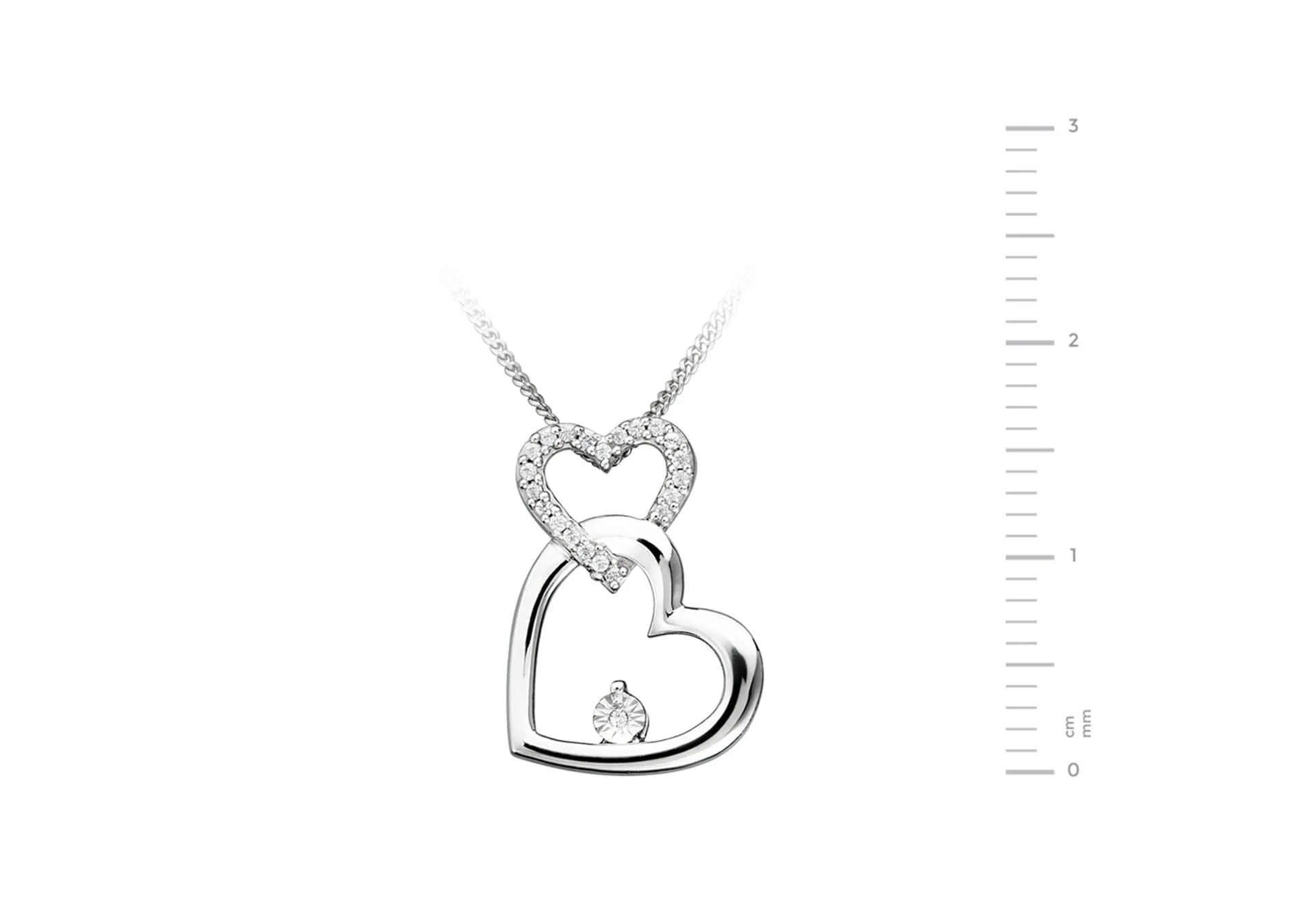 Sterling Silver Diamond Interlocking Hearts Pendant