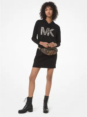 Studded Leopard Logo Cotton Sweater Dress