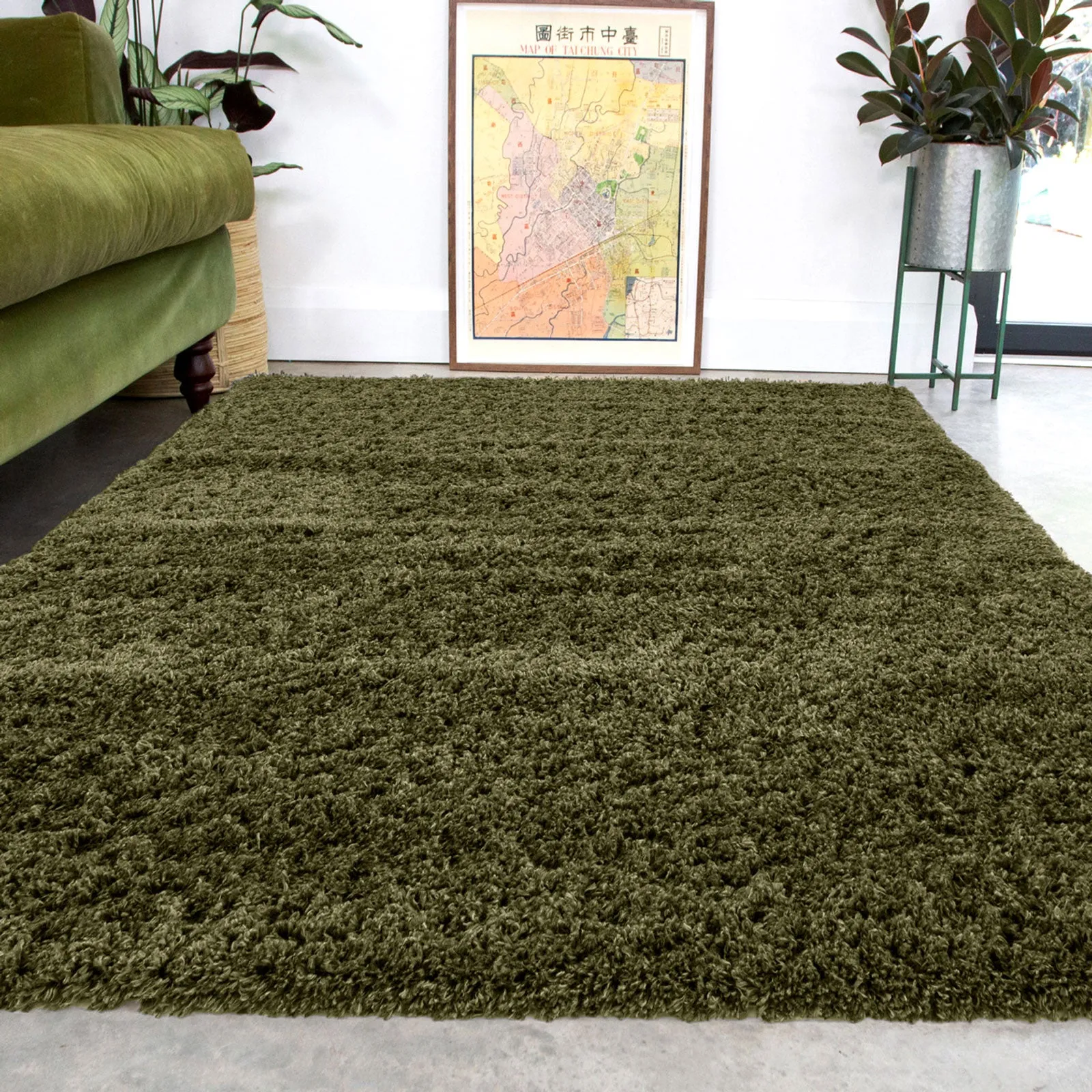 Super Soft Luxury Olive Green Shaggy Rug