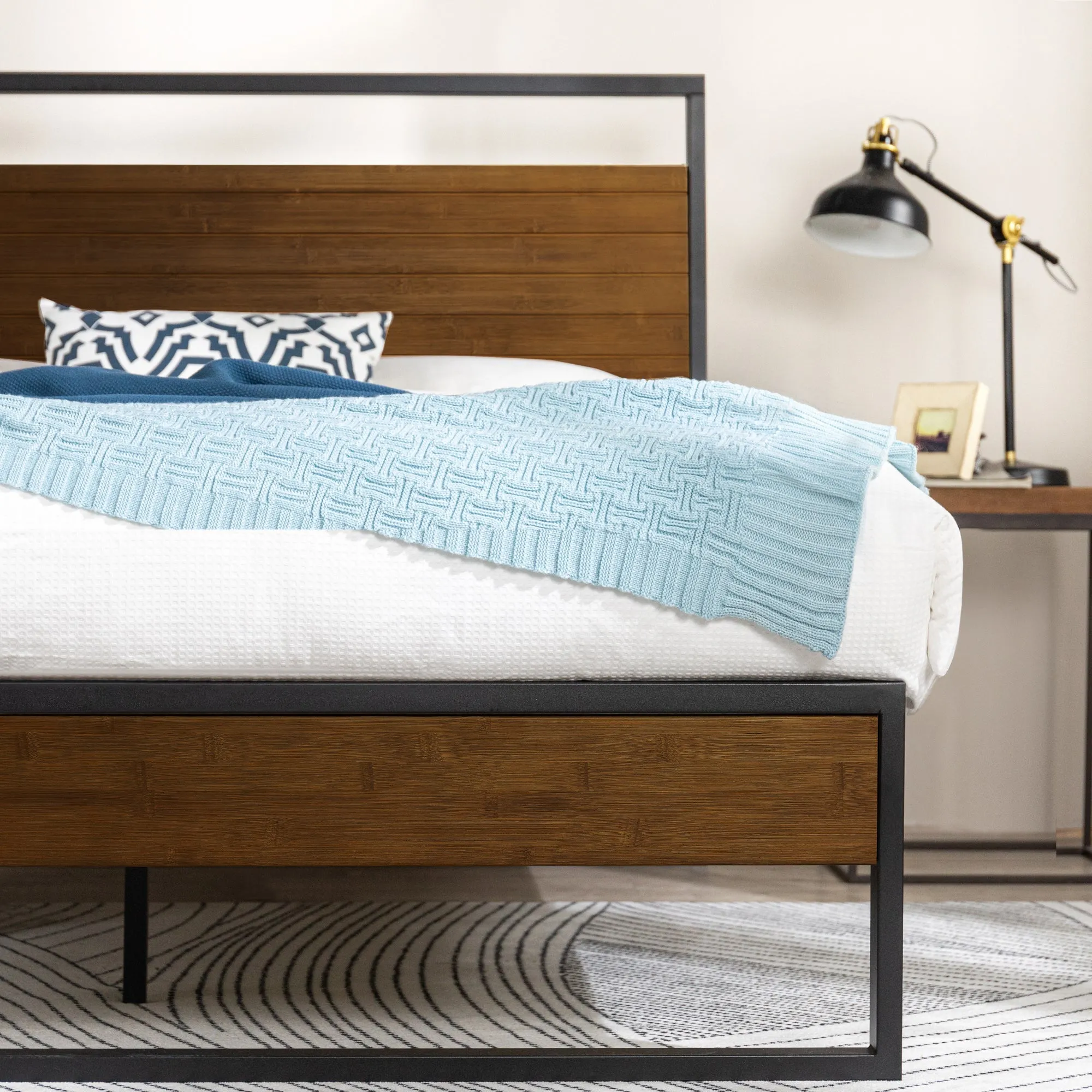 Suzanne Metal and Bamboo Platform Bed Frame