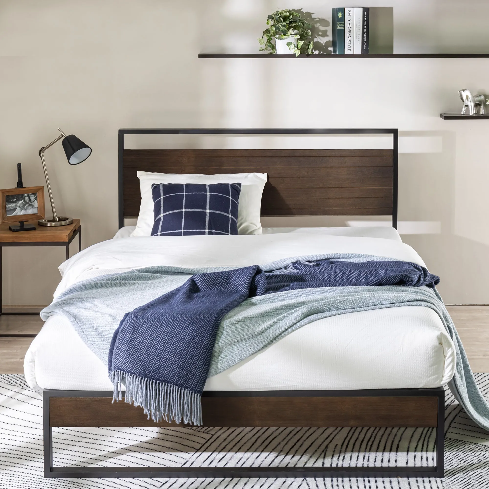 Suzanne Metal and Bamboo Platform Bed Frame