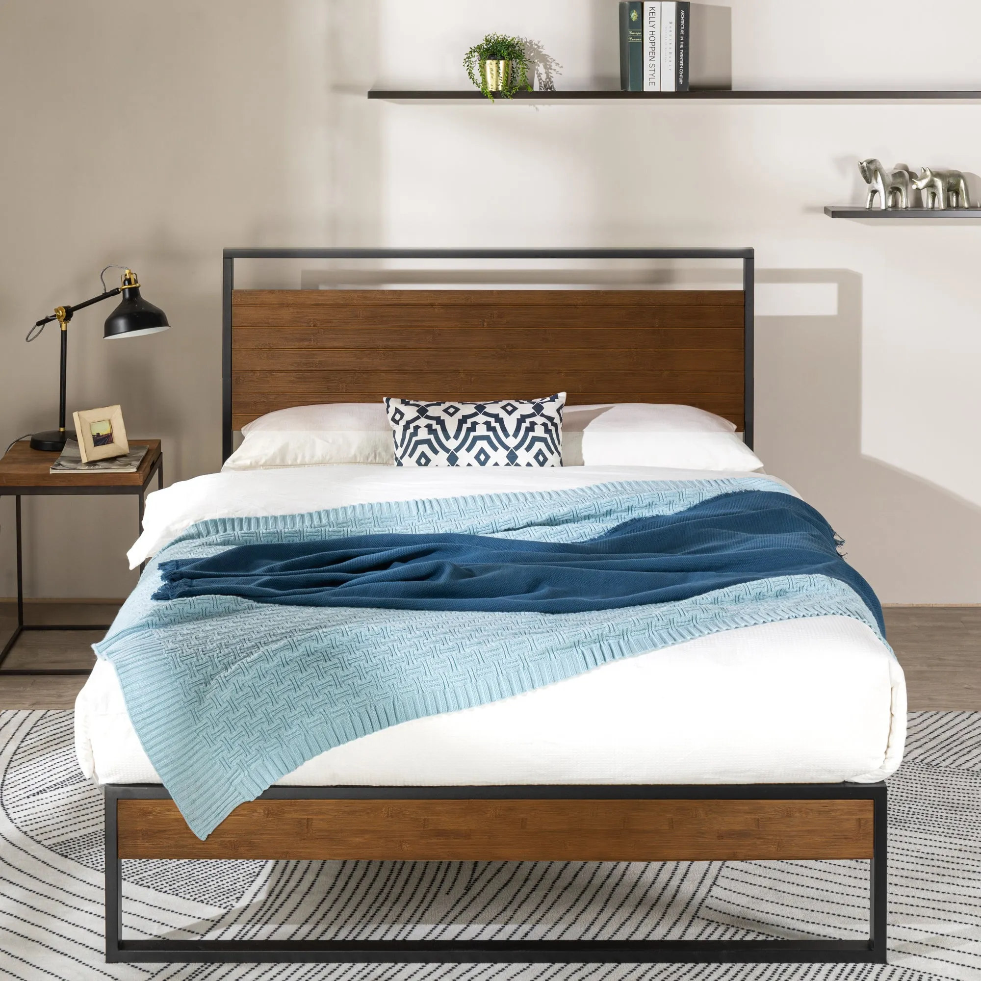 Suzanne Metal and Bamboo Platform Bed Frame