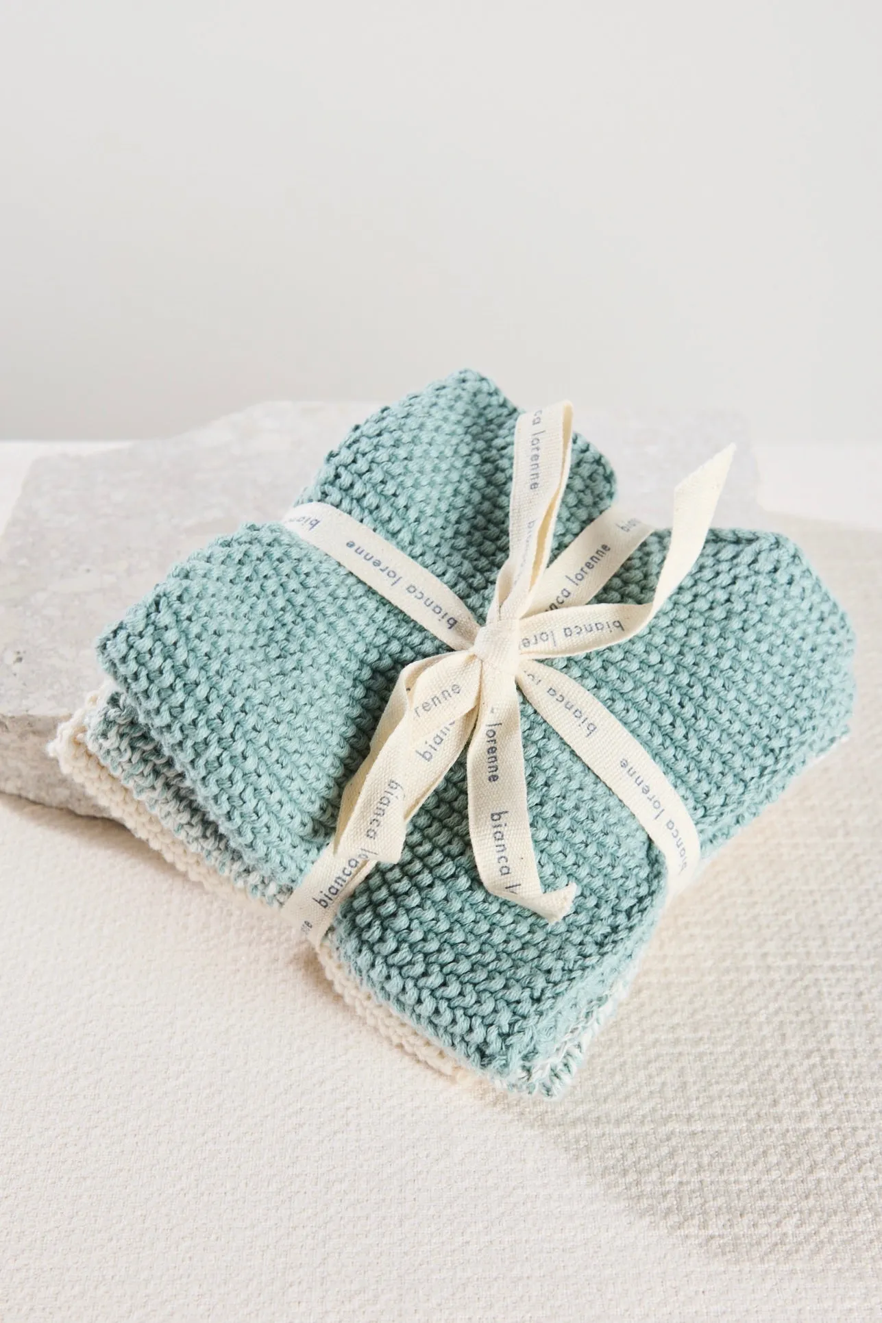 Textured Lavette Duck Egg Wash Cloths Set of 3