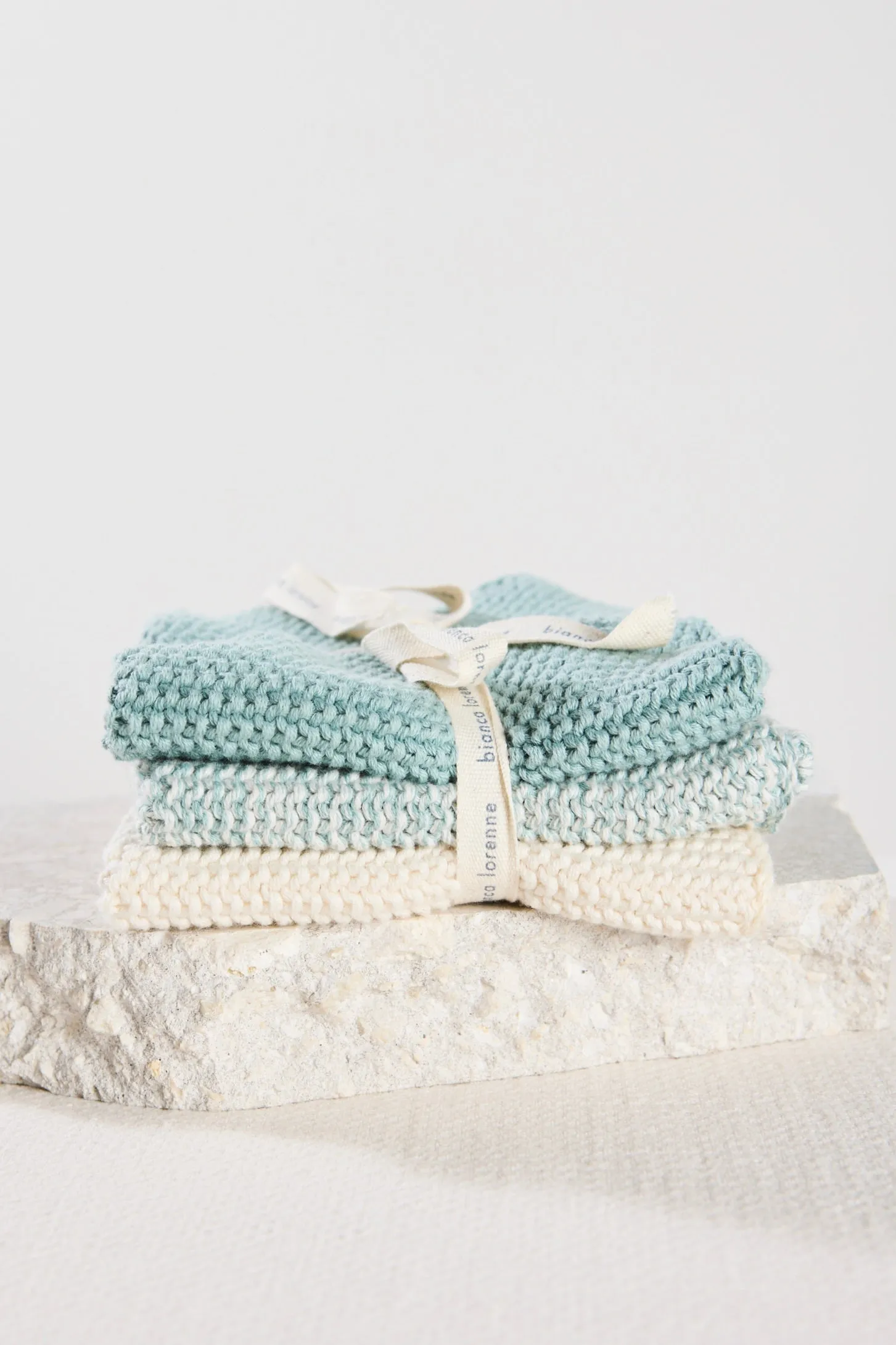 Textured Lavette Duck Egg Wash Cloths Set of 3