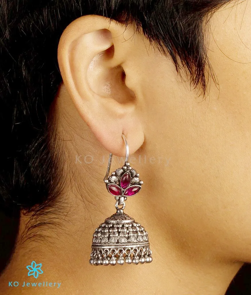 The Adhanika Silver Pearl Jhumka (Oxidised/Pearl/Hook)