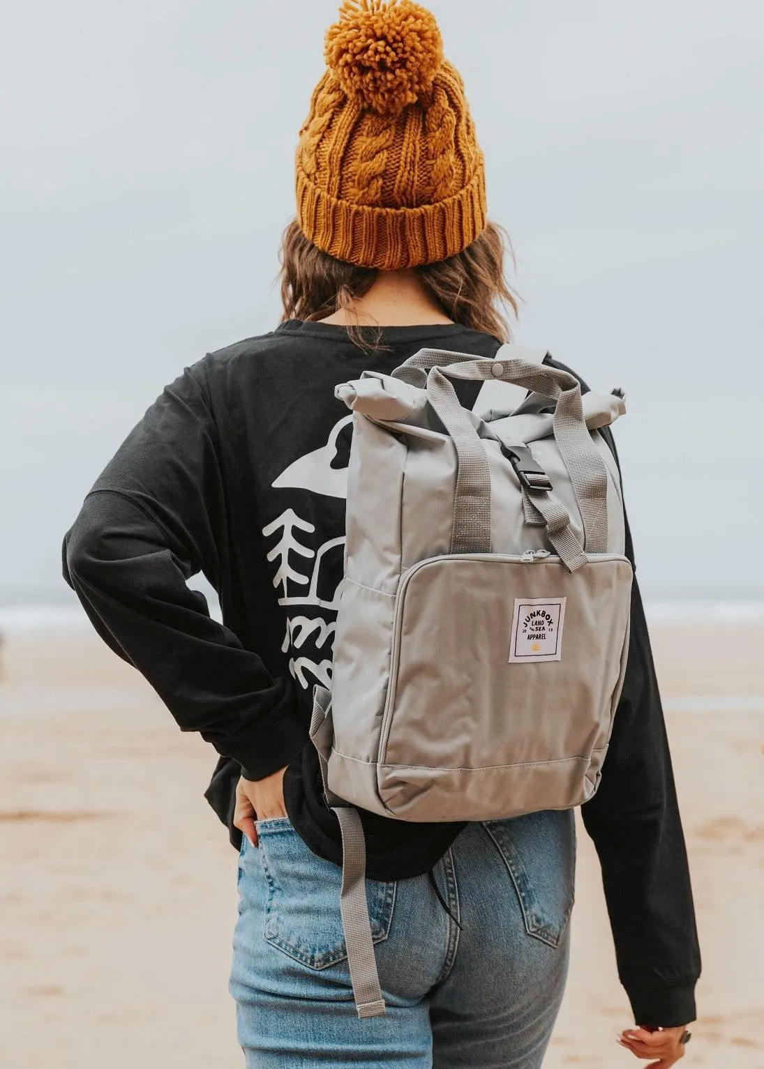 'The Everyday' Recycled Roll-Top Backpack in Grey