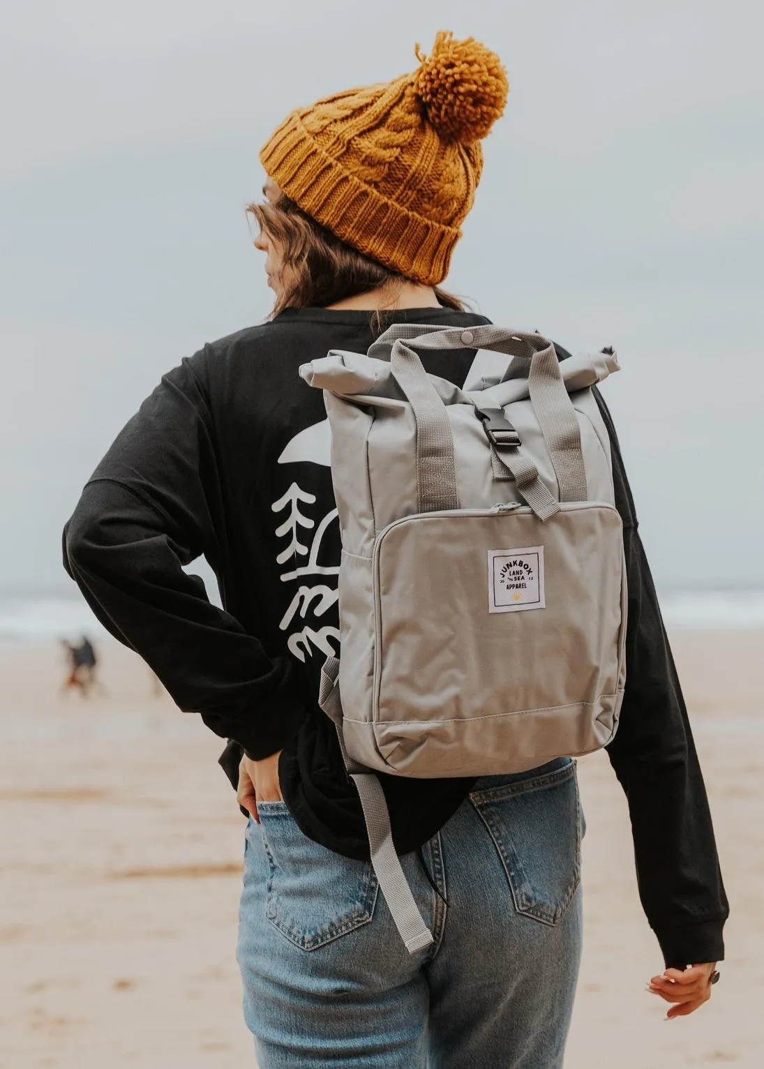 'The Everyday' Recycled Roll-Top Backpack in Grey