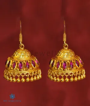 The Mithil Silver Kempu Jhumka (Red)